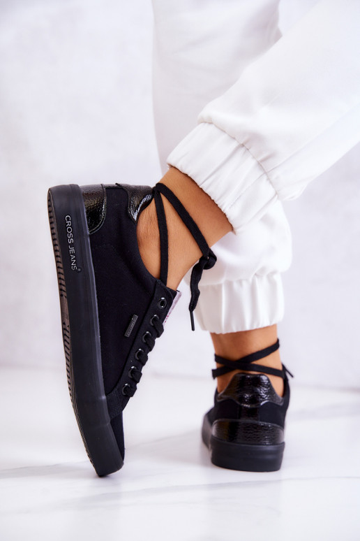 Sneakers met bandjes Cross Jeans JJ2R4039C zwarte kleur