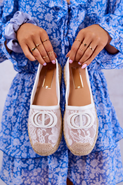 Espadrilles en dentelle avec ornements de couleur blanche Summer Dream Espadrilles en dentelle avec ornements de couleur blanche Summer Dream