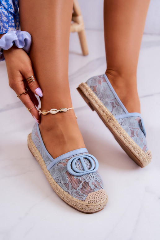 Espadrilles en dentelle avec ornements de couleur bleue Summer Dream Espadrilles en dentelle avec ornements de couleur bleue Summer Dream