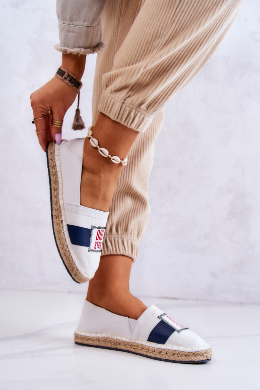 Espadrilles à enfiler élégantes Big Star JJ274964 Blanc-bleu foncé
