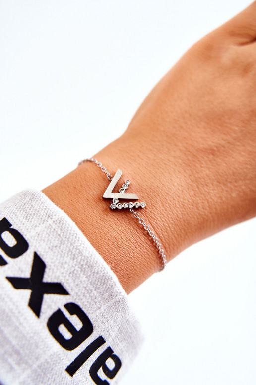 Armband met een ketting met fonkelende ogen, zilverkleur Armband met een ketting met fonkelende ogen, zilverkleur