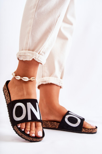 Modèle classique Modèle audacieux Tongs avec inscription Bahari noir et argent