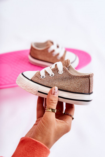 Casual kinderschoenen met bandjes in roségouden kleur Wella