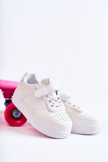 Chaussures de sport pour enfants à fermetures adhésives de couleur blanche Elike
