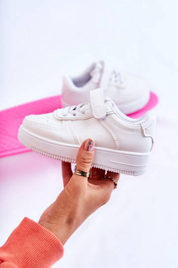 Chaussures de sport pour enfants à fermetures adhésives de couleur blanche Elike 2