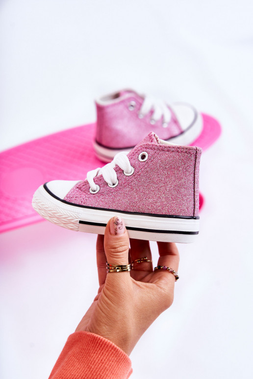 Baskets à talon en cuir Catrina de couleur rose Baskets à talon en cuir Catrina de couleur rose