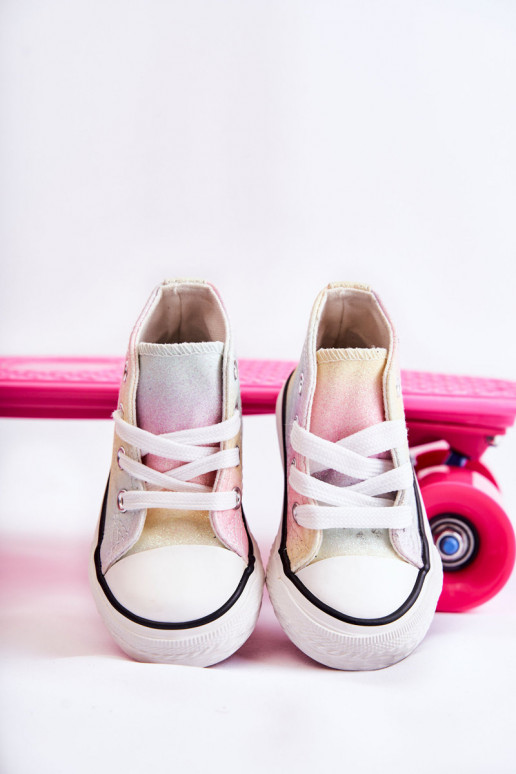 Weiße Sneakers mit Sohlen in verschiedenen Farben Blanka