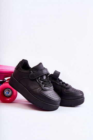 Chaussures de sport pour enfants à fermetures adhésives de couleur noire Elike
