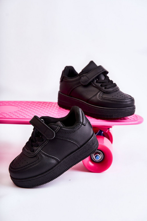 Chaussures de sport pour enfants à fermetures adhésives de couleur noire Elike