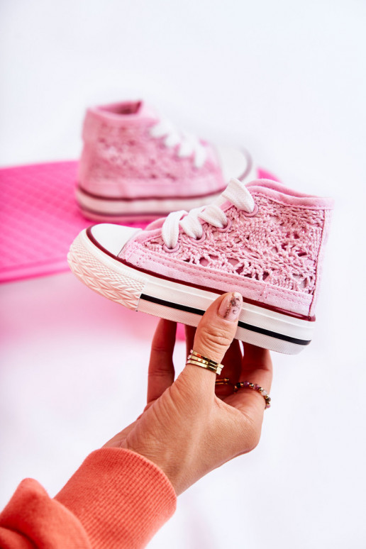 Chaussures de loisirs pour enfants à talon couleur rose Mona