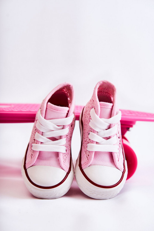 Chaussures de loisirs pour enfants à talon couleur rose Mona