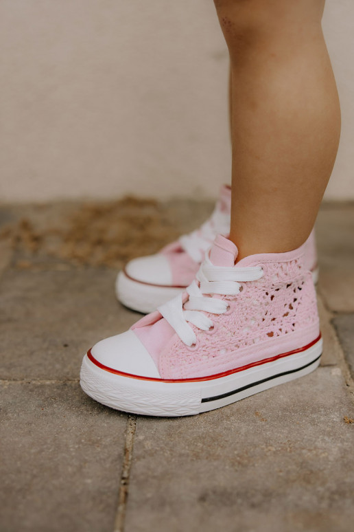 Chaussures de loisirs pour enfants à talon couleur rose Mona