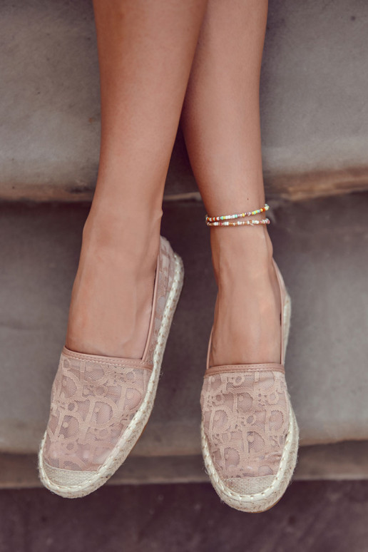 Klassiek model espadrilles met opengewerkte elementen Nude Catris Klassiek model espadrilles met opengewerkte elementen Nude Catris