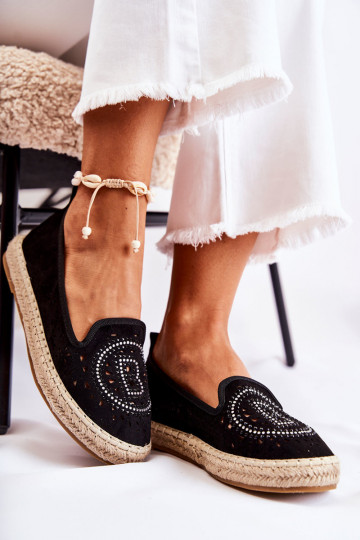 avec des éléments ajourés Espadrilles d'un modèle frappant en noir Meredith