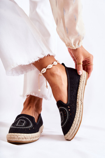 avec des éléments ajourés Espadrilles d'un modèle frappant en noir Meredith 2