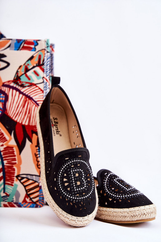 mit durchbrochenen Elementen Espadrilles eines auffälligen Modells in schwarzem Meredith mit durchbrochenen Elementen Espadrilles eines auffälligen Modells in schwarzem Meredith