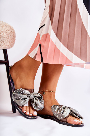 Stijlvolle rubberen pantoffels met linten Zwart en grijs Meriden