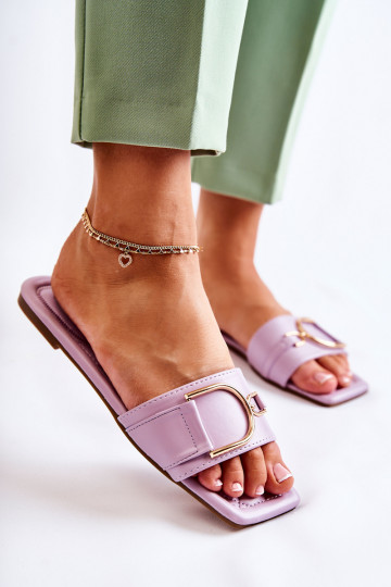 Chaussons modèle classique avec ornements couleur violet Shilla