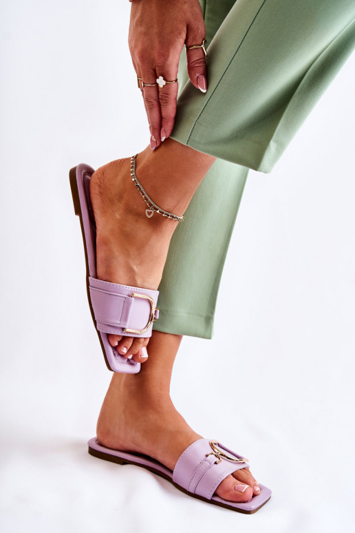 Klassiek model Slippers met ornamenten paarse kleur Shilla Klassiek model Slippers met ornamenten paarse kleur Shilla