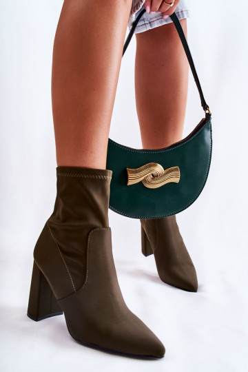 Bottines à talons en tissu couleur kaki Amile