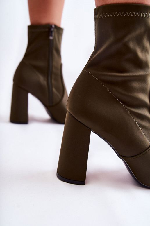 Bottines à talons en tissu couleur kaki Amile