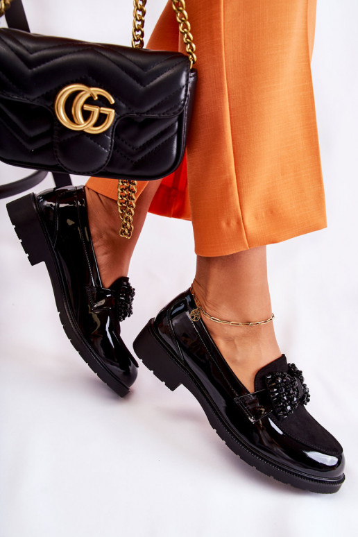 chaussures en cuir verni avec rubans noires Laurent chaussures en cuir verni avec rubans noires Laurent