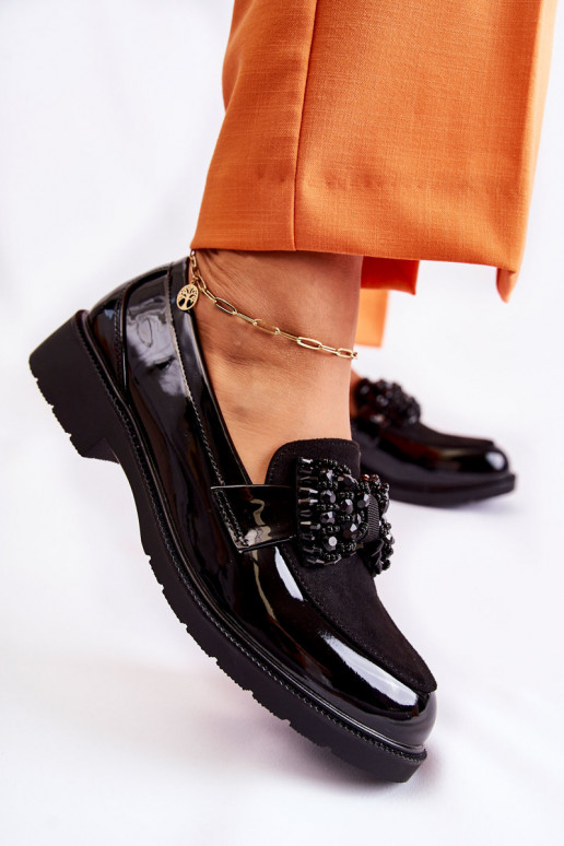 lakleren schoenen met linten in zwart Laurent lakleren schoenen met linten in zwart Laurent