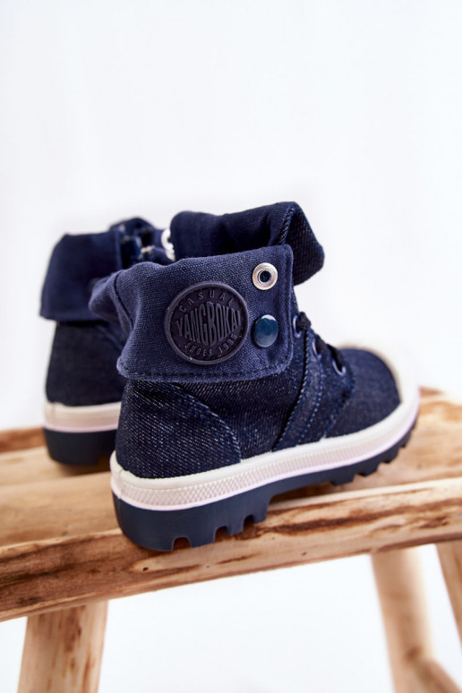 Kindercasual schoenen met bandjes in de donkerblauwe kleur Tobby Kindercasual schoenen met bandjes in de donkerblauwe kleur Tobby