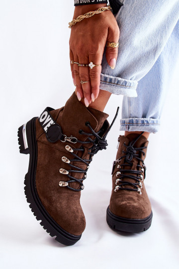bottes chauffantes en daim avec lanières de couleur marron foncé Aurelio 2