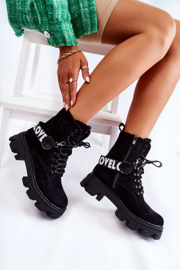 en daim Bottes avec échauffement couleur noire Danity