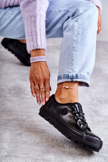 mit Lackeffekt Freizeitschuhe Big Star KK274044 schwarze Farbe