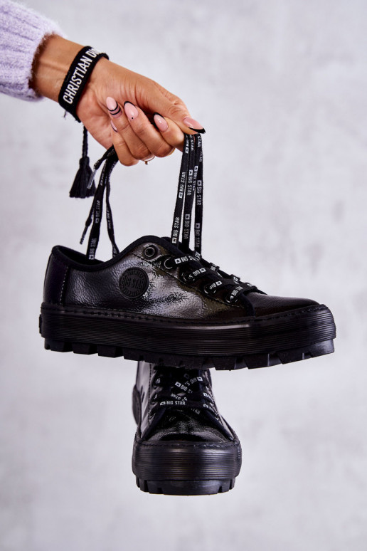 avec chaussures de loisirs effet laqué Big Star KK274044 couleur noire