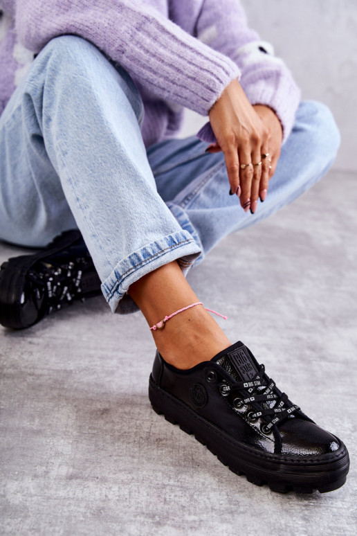 mit Lackeffekt Freizeitschuhe Big Star KK274044 schwarze Farbe mit Lackeffekt Freizeitschuhe Big Star KK274044 schwarze Farbe