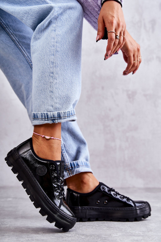 avec chaussures de loisirs effet laqué Big Star KK274044 couleur noire