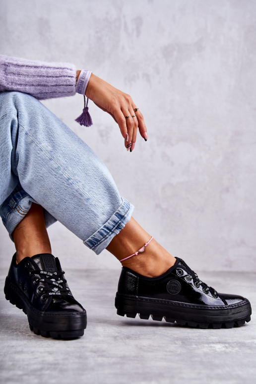 avec chaussures de loisirs effet laqué Big Star KK274044 couleur noire avec chaussures de loisirs effet laqué Big Star KK274044 couleur noire