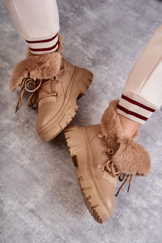 verwarmde Laarzen schoenen beige kleur Charles verwarmde Laarzen schoenen beige kleur Charles