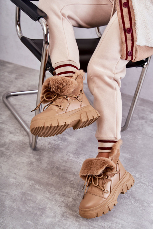 verwarmde Laarzen schoenen beige kleur Charles verwarmde Laarzen schoenen beige kleur Charles