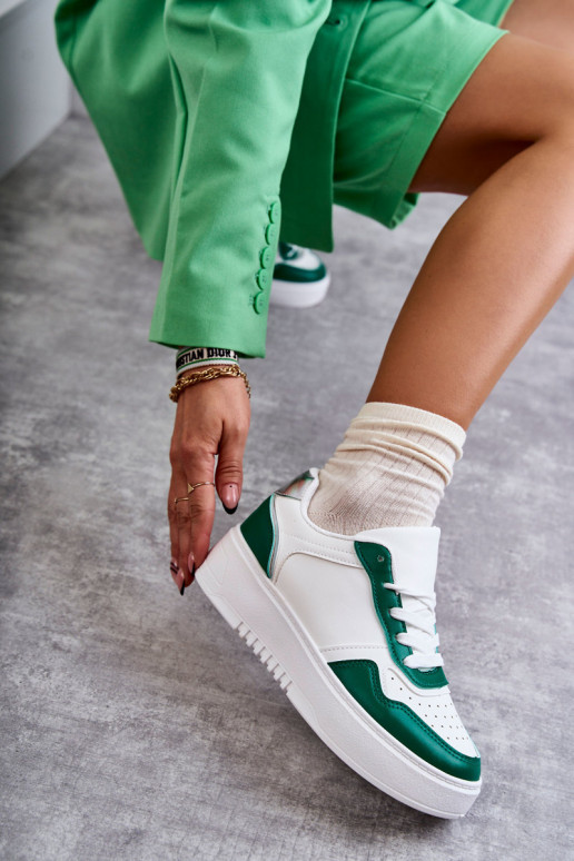 sneakers met plateau Wit-groen Kyllie sneakers met plateau Wit-groen Kyllie