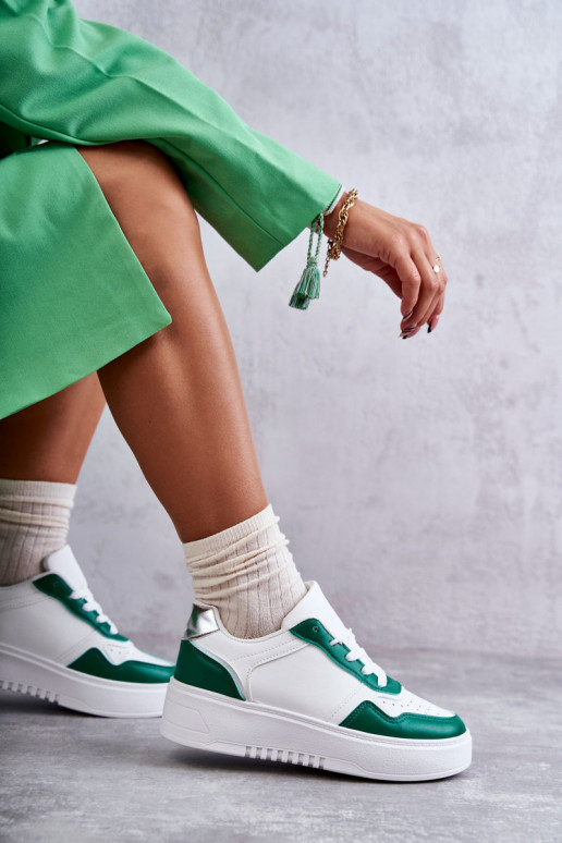 sneakers met plateau Wit-groen Kyllie sneakers met plateau Wit-groen Kyllie