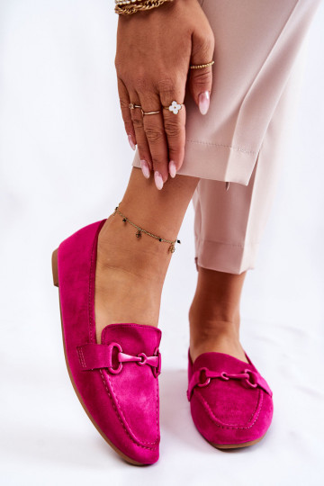 Suède mocassins met ornamenten in roze Santi