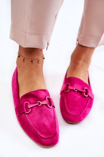 Suède mocassins met ornamenten in roze Santi 2