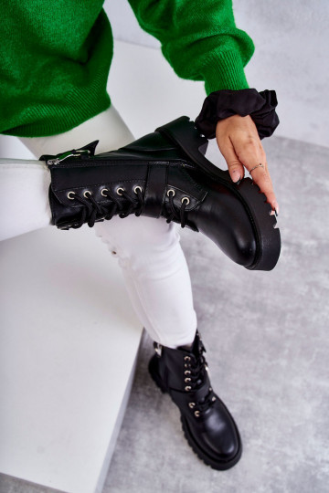 Bottines à talons larges de couleur noire Marlis 2