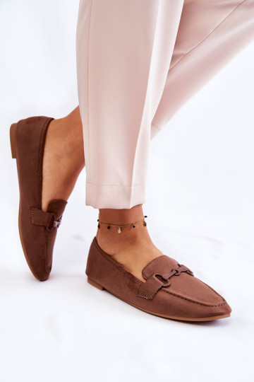 Suède mocassins met ornamenten in de bruine kleur Santi