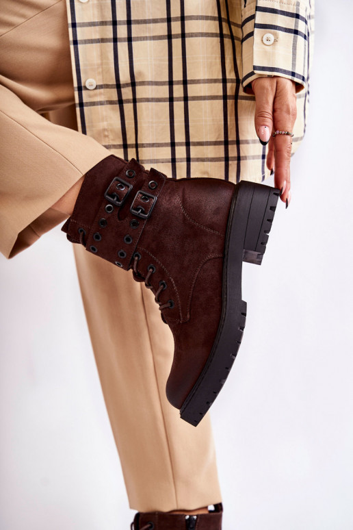 Bottes chauffantes en daim de couleur marron Silvor