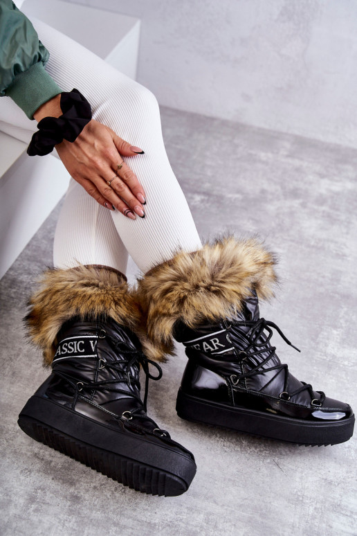 Schneestiefel mit Schnürsenkeln in der Farbe Schwarz von Santero