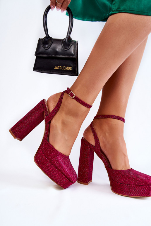 Damensandalen mit Glitzer und Absätzen Rosel