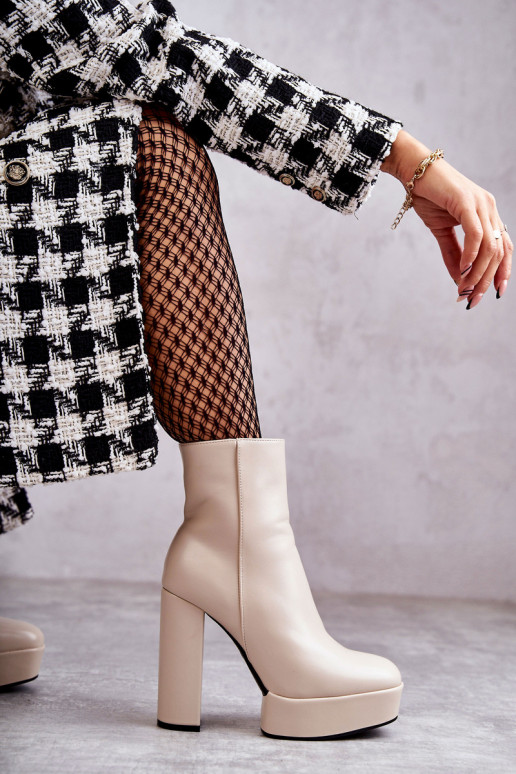 Bottines à talons beige Kaysa