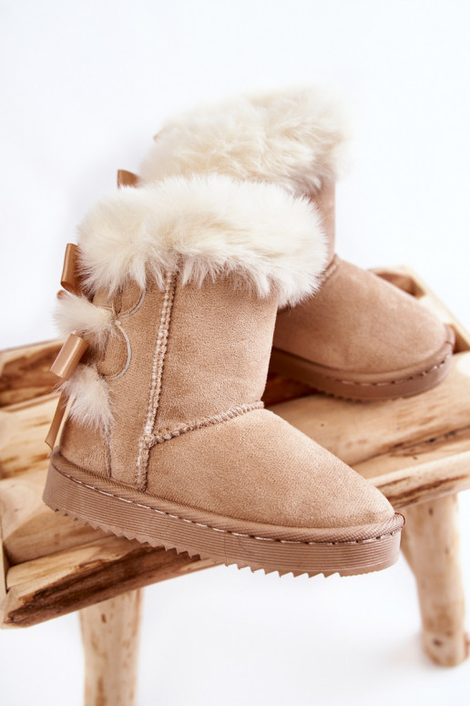 Bottes chaudes pour enfants avec rubans bottes de neige ivoire Funky