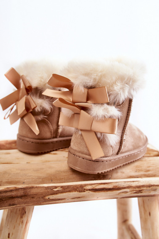 Bottes chaudes pour enfants avec rubans bottes de neige ivoire Funky