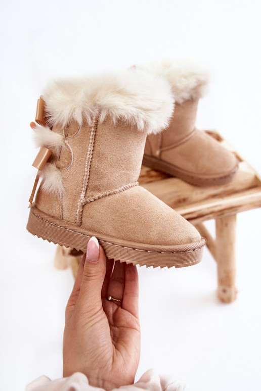 Bottes chaudes pour enfants avec rubans bottes de neige ivoire Funky